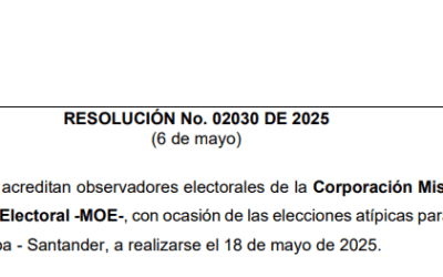 Resolución – Acreditación del CNE a la Observación Electoral para la Elección Atípica de Oiba, Santander