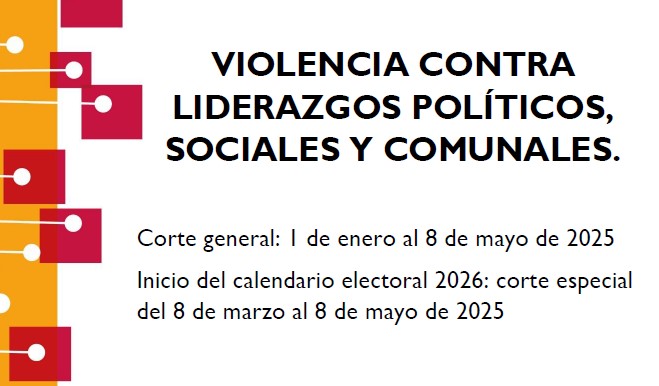 Informe sobre violencia contra liderazgos políticos sociales y comunales – 1° de enero al 8 de mayo de 2025