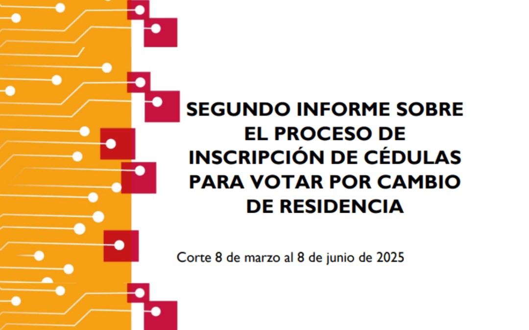 Segundo informe sobre el proceso de inscripción de cédulas para votar por cambio de residencia (Corte 8 de marzo al 8 de junio de 2025)