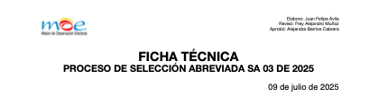 FICHA TÉCNICA DEL PROCESO DE SELECCIÓN ABREVIADA SA 03 DE 2025